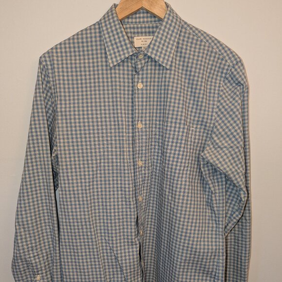 Men's Club Monaco Blue Checkered Button-Up - Picture 1 of 7